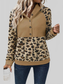 Leopard Half Button Long Sleeve Hoodie nicholesgifts