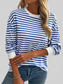 Women Ivy Lane Striped Round Neck Long Sleeve Sweatshirt nicholesgifts