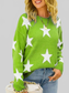 Star Pattern Round Neck Pullover Sweater nicholesgifts
