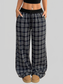 Women Plaid Wide-Leg Pants with Elastic Waistband nicholesgifts