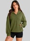 Pocketed Half Zip Long Sleeve Hoodie NicholesGifts
