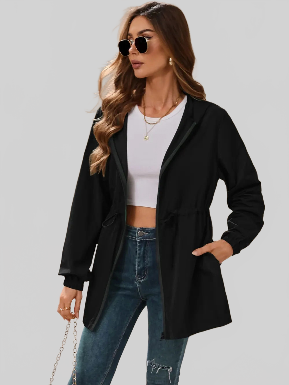 Ivy Lane Outdoor Waterproof Long Sleeve Hooded Windbreaker nicholesgifts