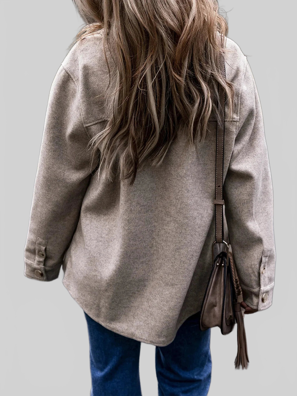 Button Up Collared Neck Long Sleeve Jacket NicholesGifts