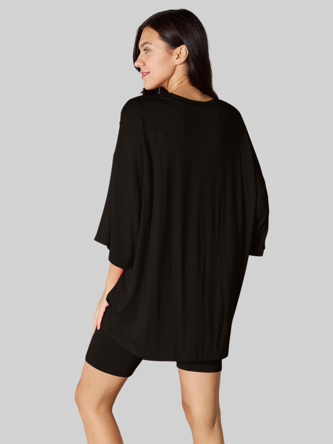 NicholesGifts Women Basic Bae Full Size Soft Rayon Three-Quarter Sleeve Top and Shorts Set nicholesgifts