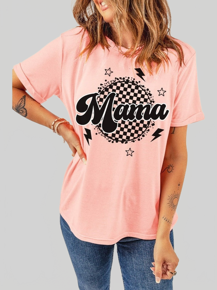 MAMA Round Neck Short Sleeve T-Shirt nicholesgifts