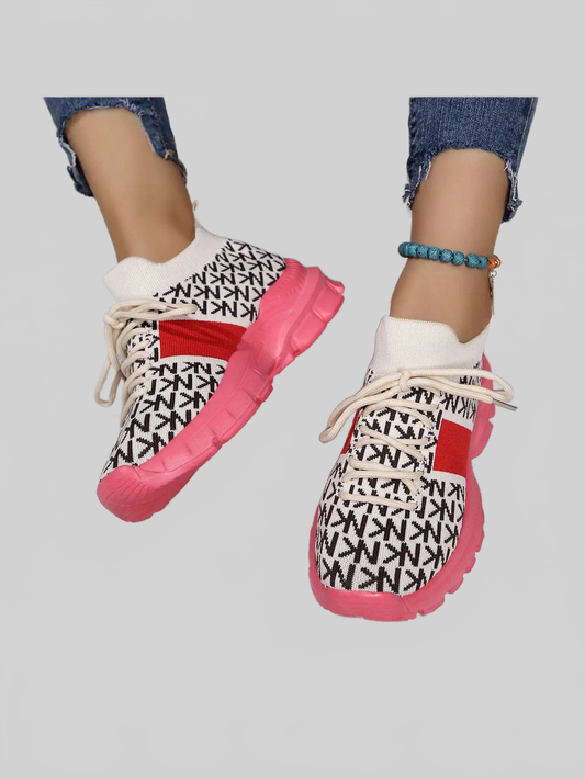 Round Toe Lace Up Sneakers nicholesgifts