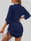 Women Texture Drawstring Half Sleeve Blouse nicholesgifts