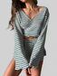 Striped Long Sleeve Top and Shorts Set nicholesgifts