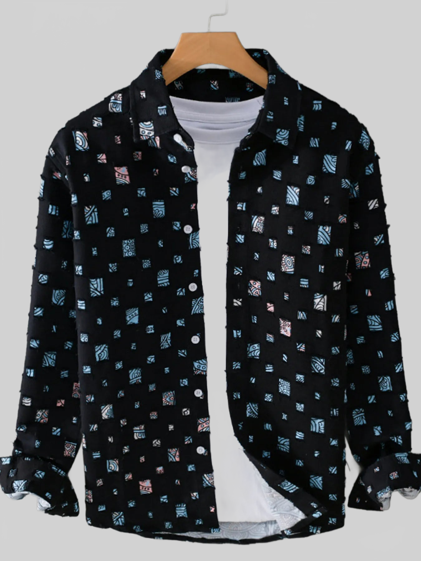 Men's Plus Size Casual Button-Up Shirt nicholesgifts