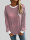 Women Ivy Lane Striped Round Neck Long Sleeve Sweatshirt nicholesgifts