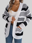 Women Striped Open Front Long Sleeve Cardigan nicholesgifts