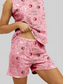 Printed Round Neck Top and Shorts Lounge Set nicholesgifts