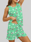 Printed Round Neck Top and Shorts Lounge Set nicholesgifts