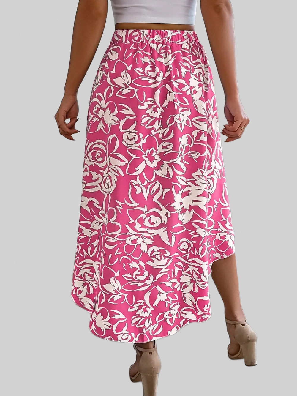 High-Low Printed High Waist Skirt nicholesgifts