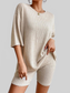 Round Neck Ribbed Top and Shorts Lounge Set nicholesgifts