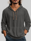 Men's Full Size Drawstring Long Sleeve Hoodie with Button Details Plus Size nicholesgifts