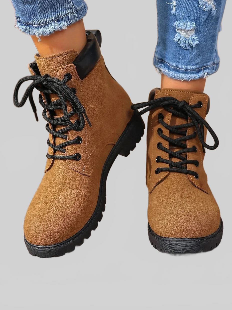 Women Lace Up Block Heel Boots NicholesGifts