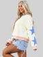 Women Star Contrast Round Neck Long Sleeve Sweatshirt nicholesgifts