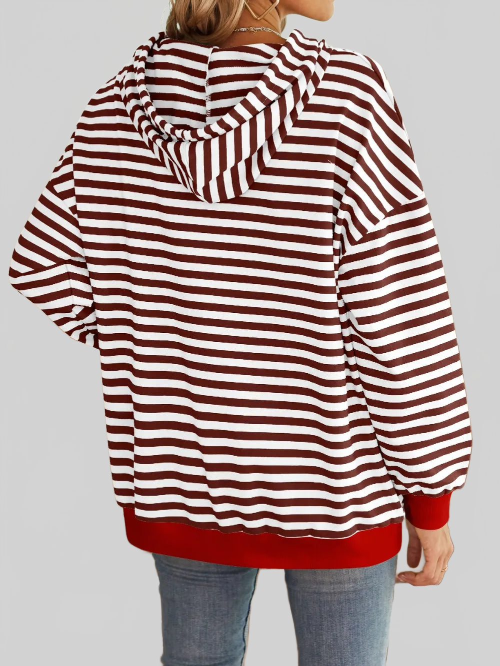 Lovelet Drawstring Striped Long Sleeve Hoodie NicholesGifts