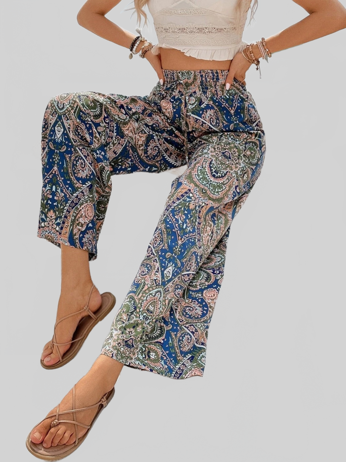 Women Printed Wide Leg Pants NicholesGifts