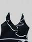 Women Ruffle Trim V-Neck One-Piece Swimsuit nicholesgifts