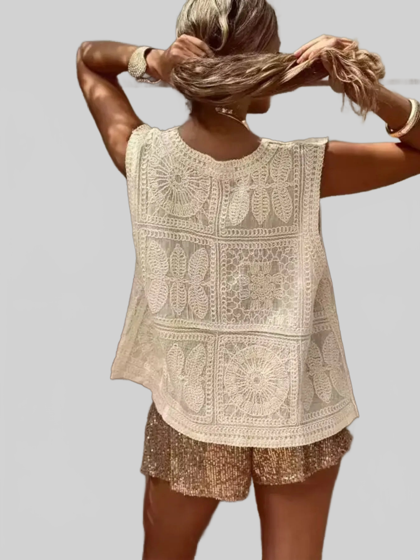 Crochet Lace V-Neck Vest nicholesgifts