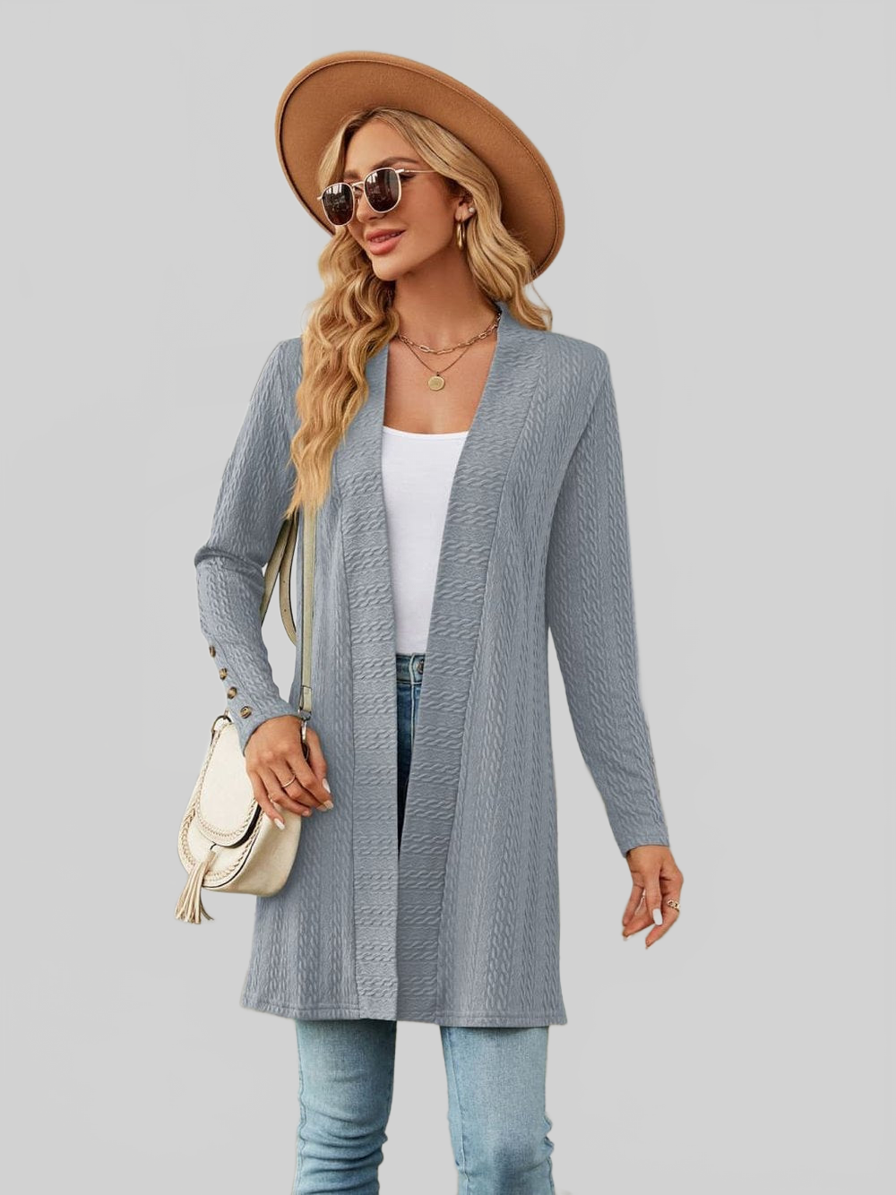 Long Sleeve Open Front Cardigan nicholesgifts