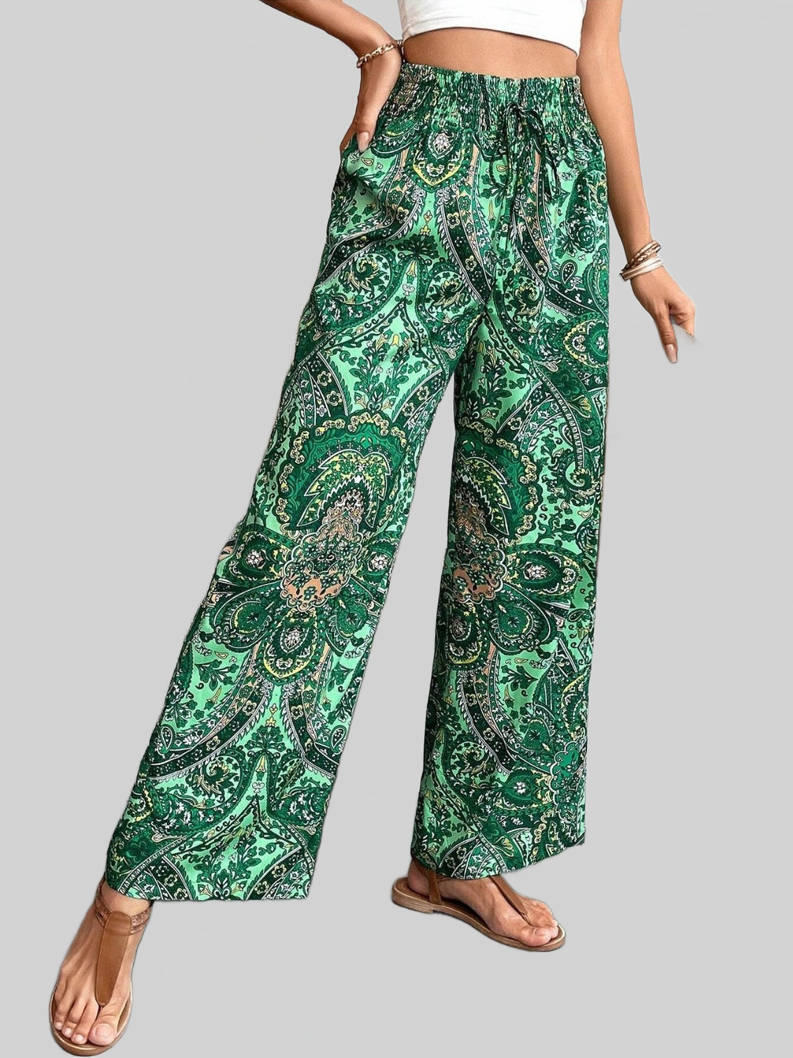 Women Printed Wide Leg Pants NicholesGifts