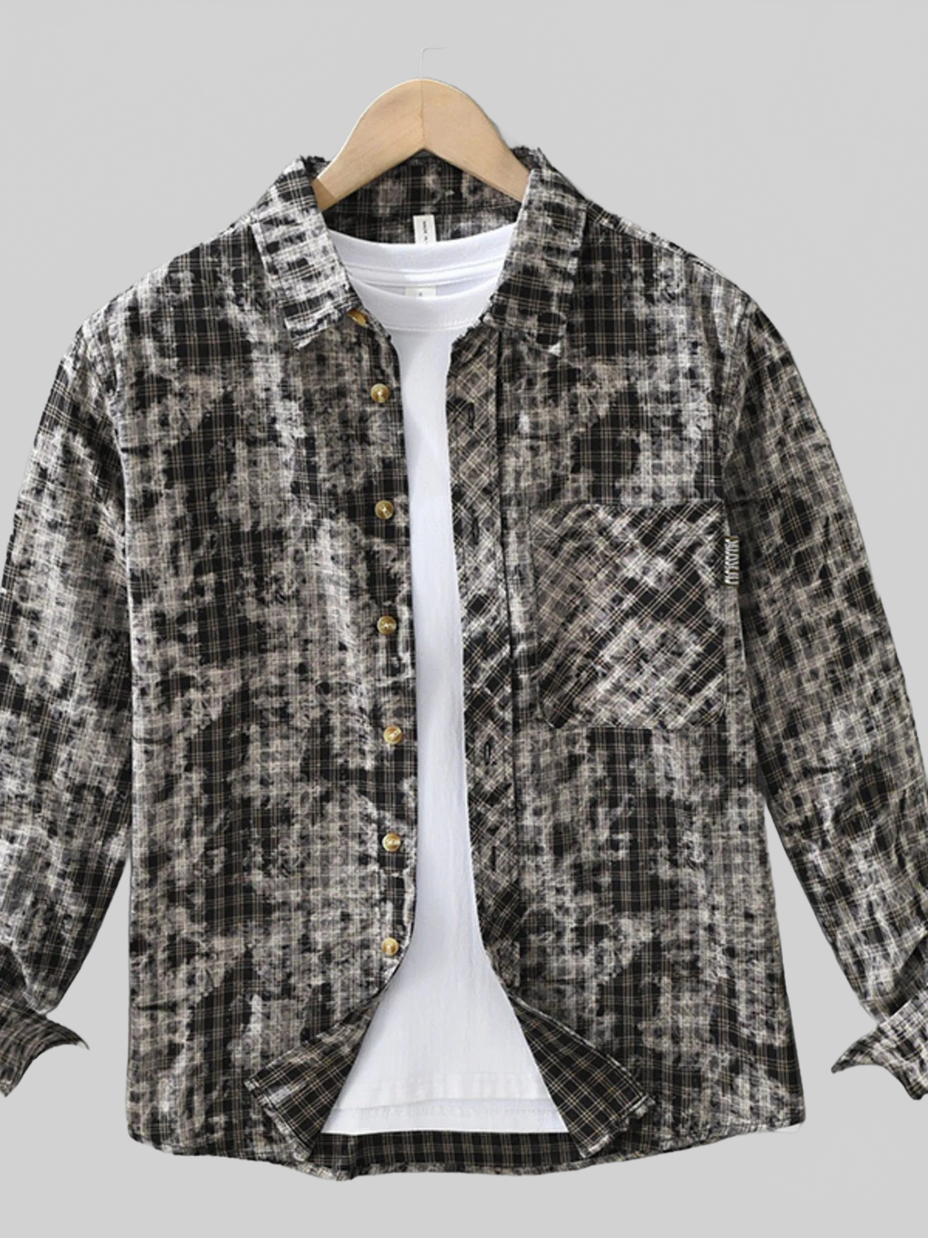 Men's Plus Size Button Up Long Sleeve Printed Shirt nicholesgifts