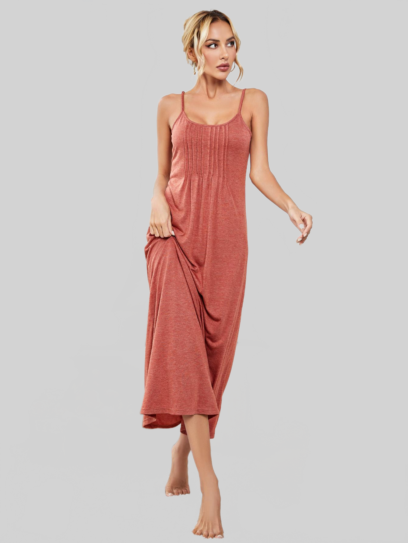 Scoop Neck Spaghetti Strap Night Dress nicholesgifts