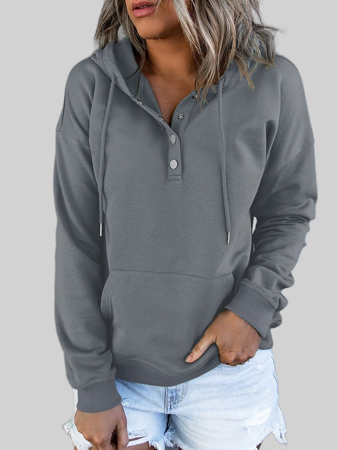 NicholesGifts Women Dropped Shoulder Long Sleeve Hoodie with Pocket NicholesGifts