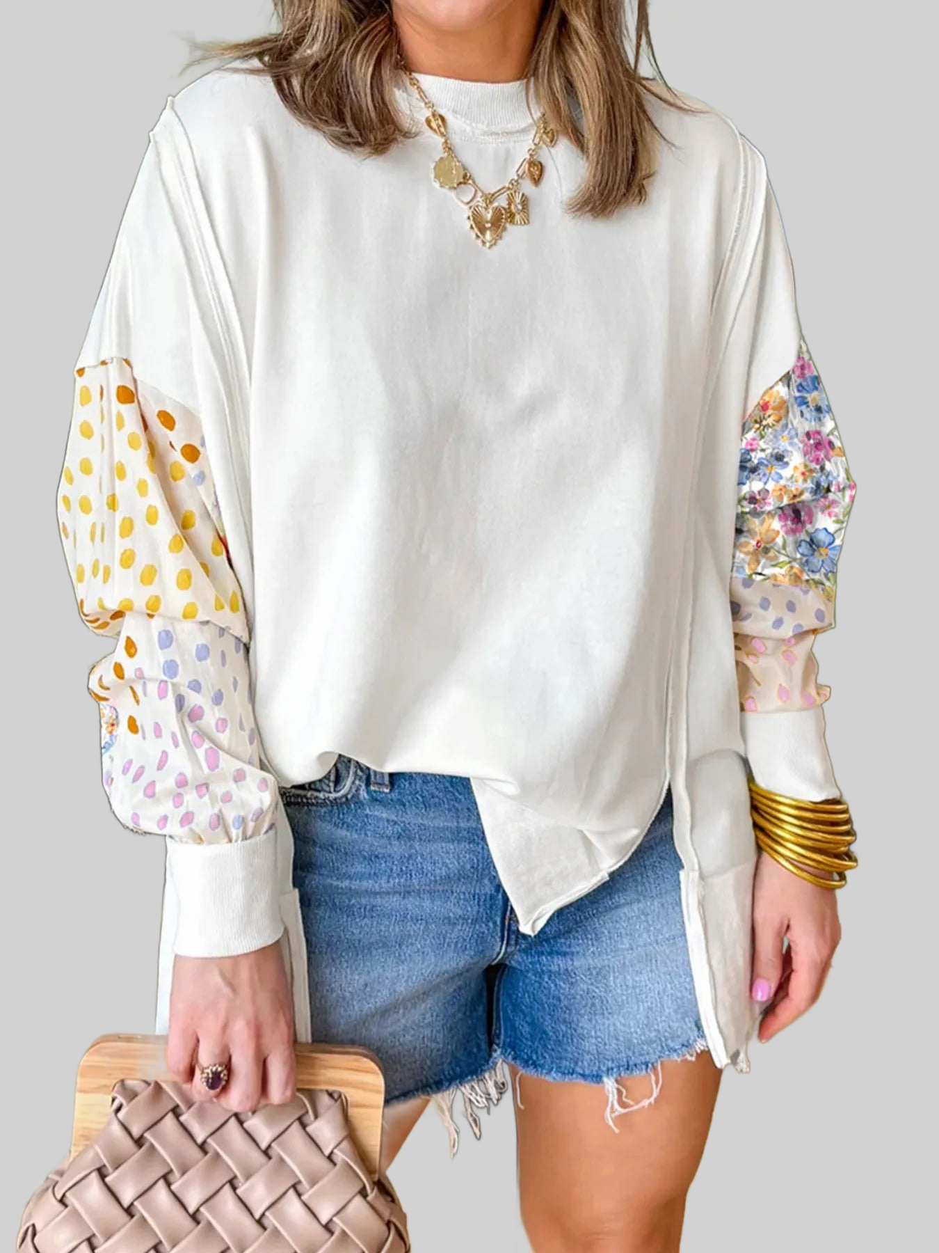 Women Floral Print Long Sleeve Sweatshirt NicholesGifts