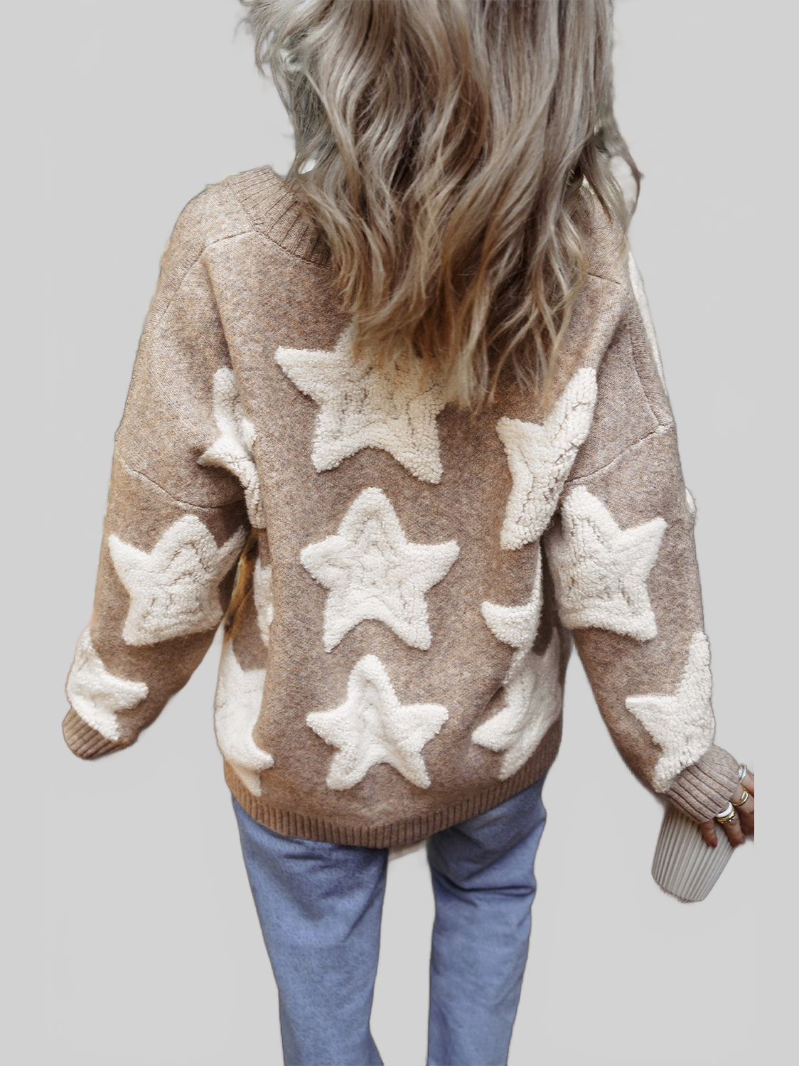 Women Star Button Up Long Sleeve Cardigan NicholesGifts