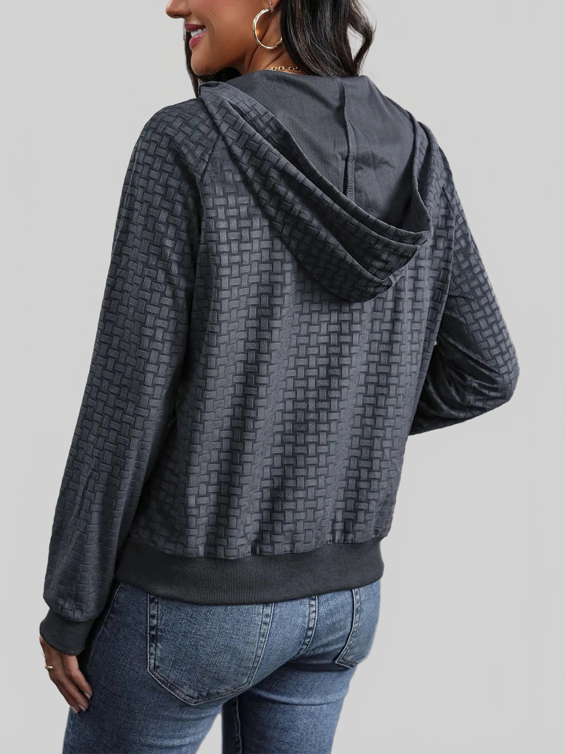 Perfee Printed Half Button Long Sleeve Hoodie nicholesgifts