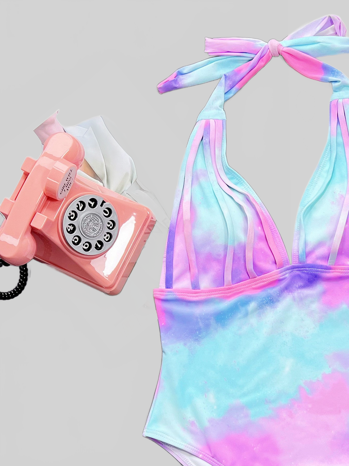 Women Tie-Dye Halter Neck One-Piece Swimsuit nicholesgifts