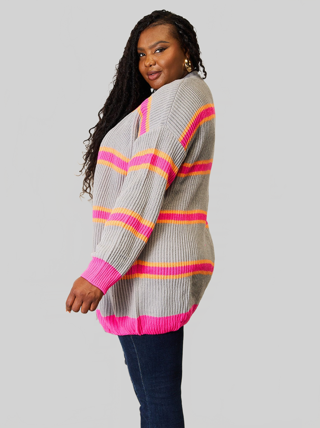 Woven Right Ribbed Long Sleeve Cardigan nicholesgifts