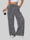 Women Leopard Print Wide Leg Pants nicholesgifts
