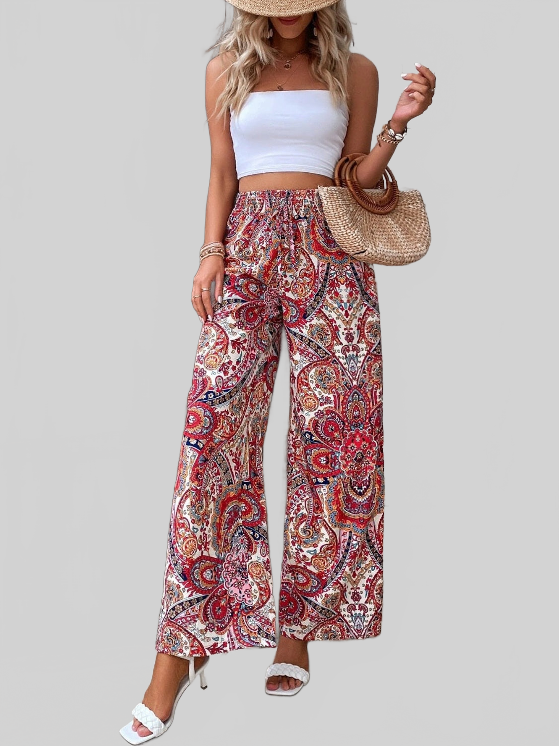 Women Printed Wide Leg Pants NicholesGifts