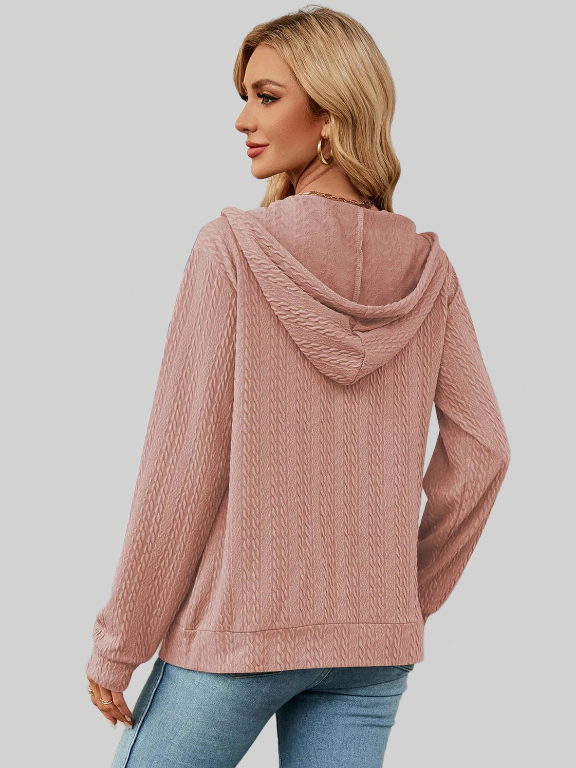 Drawstring Zip Up Long Sleeve Hoodie NicholesGifts