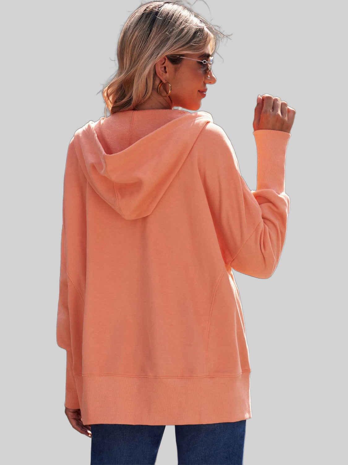 NicholesGifts Women Quarter-Snap Dropped Shoulder Hoodie NicholesGifts