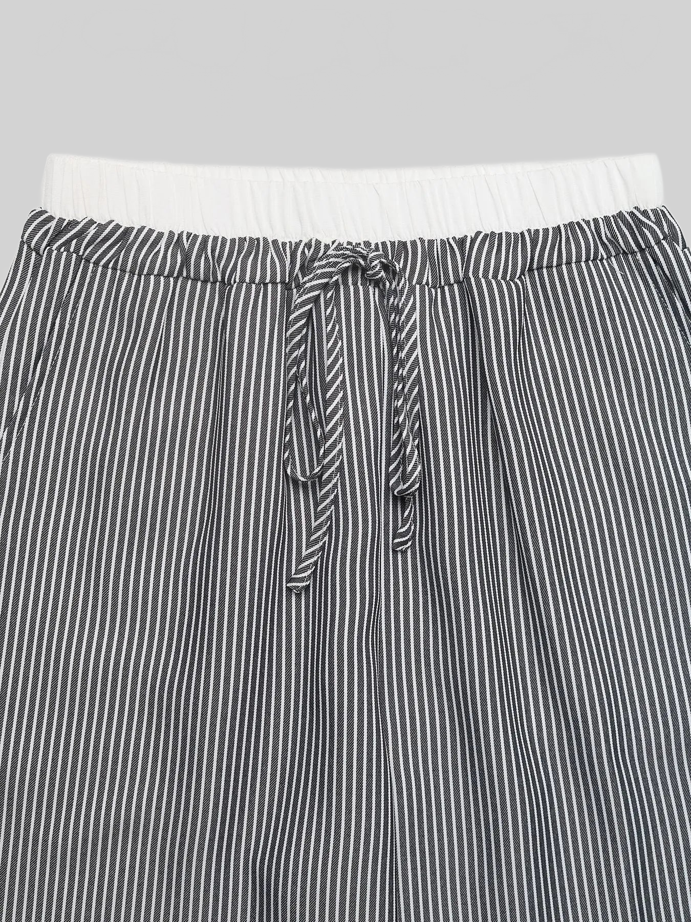Women Striped Wide Leg Drawstring Pants nicholesgifts