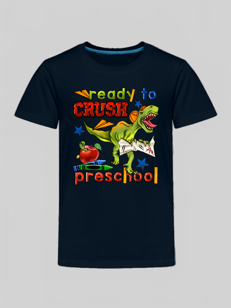 Toddler Boys Dinosaur Ready To crush Preschool Short Sleeve Premium T-Shirt nicholesgifts