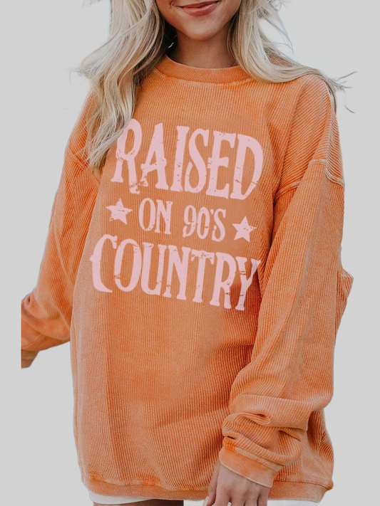 Women Letter Graphic Round Neck Long Sleeve Sweatshirt nicholesgifts