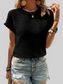 Women Frill Round Neck Cap Sleeve Blouse nicholesgifts