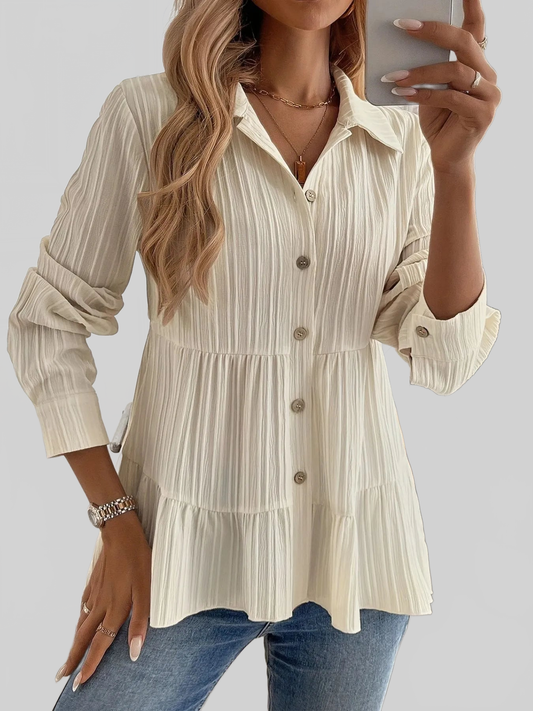 Women Striped Button-Down Tiered Shirt NicholesGifts