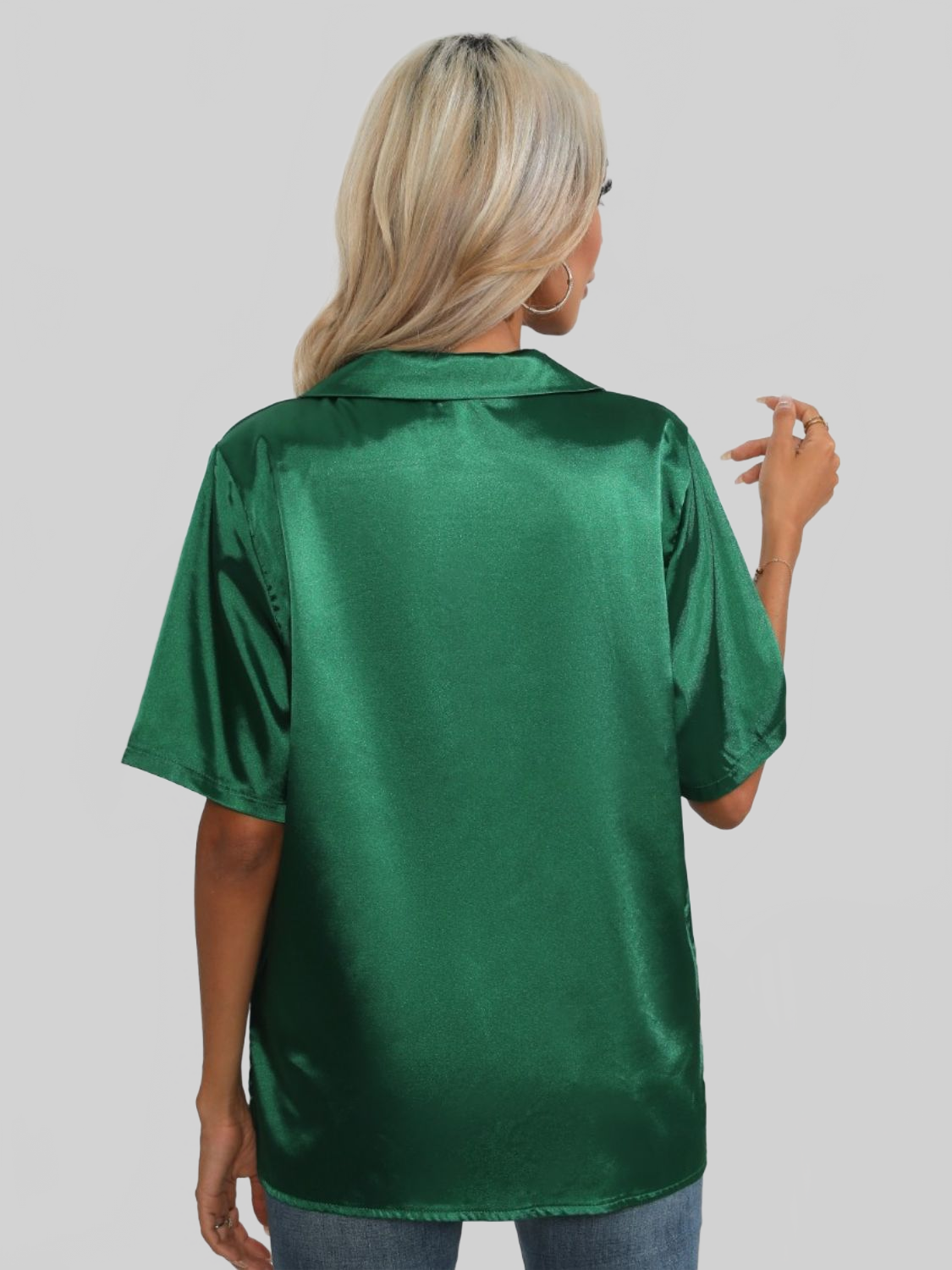 Women Button Up Collared Neck Shirt nicholesgifts
