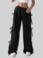 Women Cargo Wide Leg Pants with Side Tie Details nicholesgifts