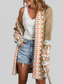 Women Geometric Open Front Long Sleeve Cardigan Sweater nicholesgifts