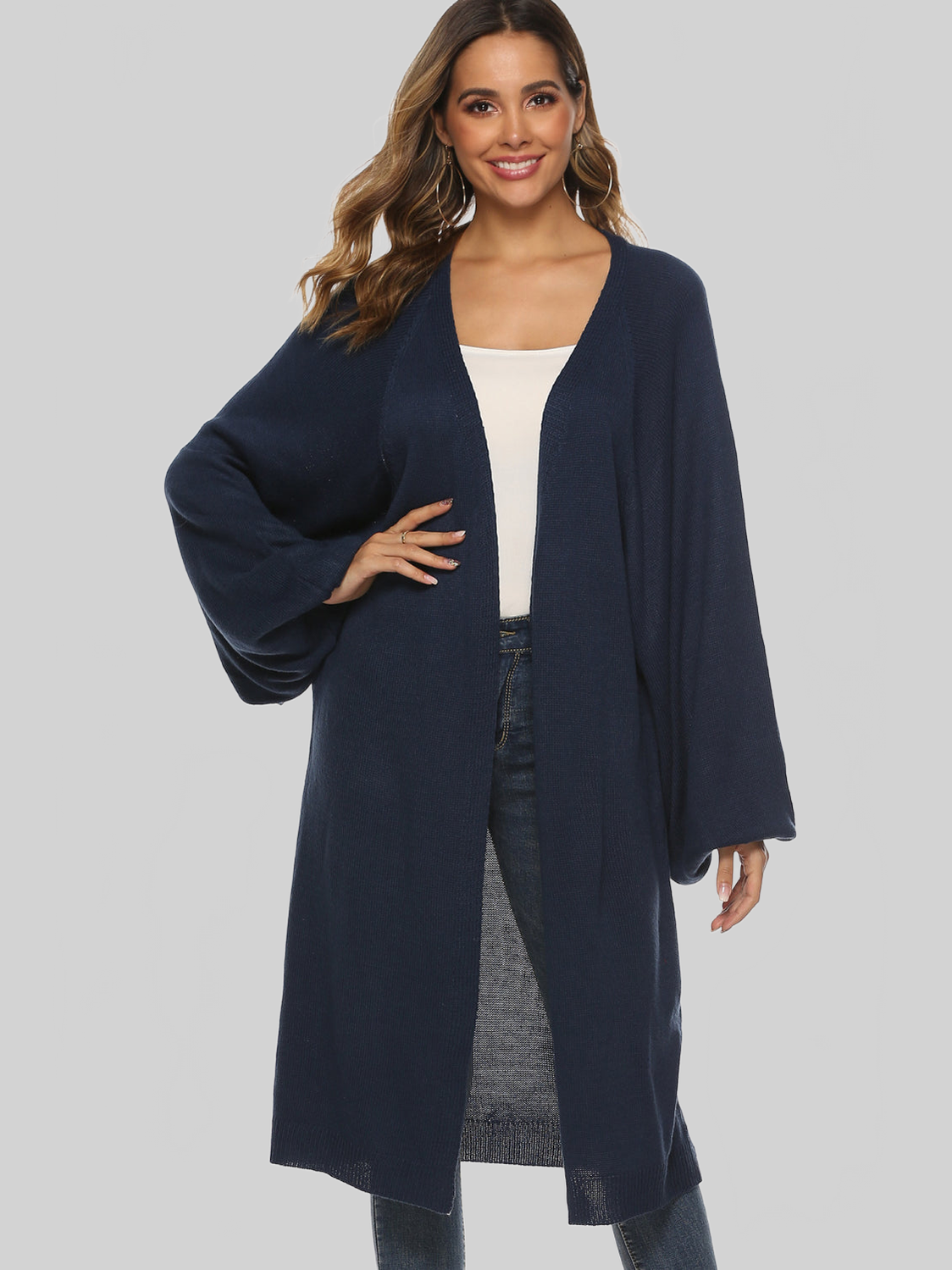 Long Sleeve Open Front Cardigan nicholesgifts