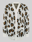 Women Leopard Open Front Dropped Shoulder Cardigan nicholesgifts
